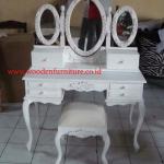 Classic Dressing Stool Antique Reproduction Dresser White Painted Dressing Table with Mirror Vintage European Home Furniture