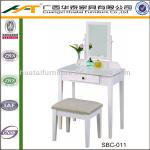 White Founder Wooden Vanity Set Stool &amp; Mirror | Dressing Tables