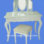 (W-B-0032) solid wood white mirror dresser