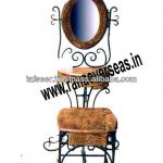 Wooden And Wrought Iron Dressing Table