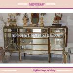 bedroom mirrored furniture large console with antique gold finish