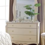 Queen or King size white colour romantic princess wooden bedroom furniture set,hand carved-dresser table with mirror