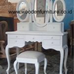 Dressing Stool Antique Reproduction White Painted Classic Bed Room Vintage European Home Furniture-DR 1