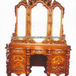 Carved wood dresser, Soild wood carved dresser with mirror-3281