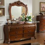 American Style Bedroom Furniture Antique Curved Wood Dresser