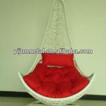 white pe rattan hanging basket with cushion