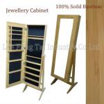 100% Solid Bamboo Jewellery Cabinet With Mirror J-058