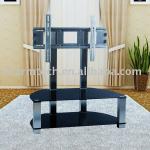 2 Shelves Black Tempered Glass LCD &amp; LED TV Stand with Square Aluminum Tube CT-FTVS-FM203B CT-FTVS-FM203B