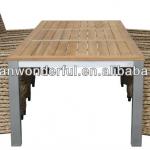 2013 latest design outdoor garden sets teak top stainless steel frame with rattan chairs WF2102 WF2102