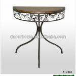 2013New Semi-circle Acrylic Bead And Metal Outdoor Wooden Top Table Furniture A12461