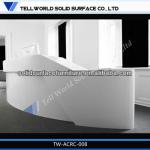 2014 morden design artificial marble curved white office reception counters; office furniture front desk TW-ACRC-008