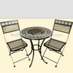 2014 new design round table and chairs bistro set, wrought iron garden furniture modern tiles mosaic top outodor patio furnit bs2012-2