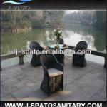 2014 New Products New Design Hot Sell Outdoor Rattan Glass Top Pedestal Dining Table JS-9403