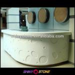 2014 NEW Style! White Artificial Stone Solid Surface Curved Reception Desk Made with Carved Bubble Patterns STRD-005