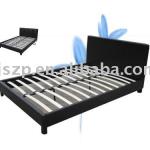 24 slats wooden slats black modern Faux Leather Bed CG-LBD02_JS