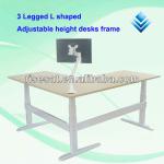 3 Legged L shaped electric adjustable height desks frame, Black 3 legged sit/stand desk frame SHF-B3