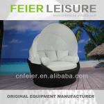 A6019-9 Black Resin Wicker Outdoor Furniture Outdoor Furniture-Rattan Round Bed A6019-9