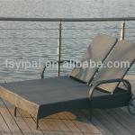 adjustable two seat rattan beach chairs sun lounger cushion YPS066A,YPS066