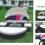 All-weather alu-frame and PE-rattan sunbed with cover for outdoor TYT-180-5