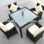 alu frame poly rattan outdoor dining set 5pieces AY-S2003