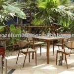 Aluminum frame bamboo like powered coating dining set BZ-SB009