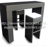 Aluminum Frame Outdoor High Rattan Bar Table with Stool TF0899 counter bar