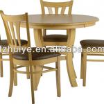 antique round natural oak dining table and chair set 657