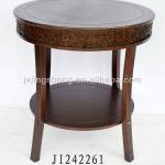 Antique style solid wood KD round dinning table dark brown JI242261