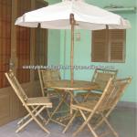 Bamboo dining set with umbrella