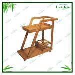 Bamboo wood serving trolley with serving tray and wine holder EHC130716D