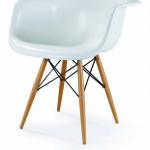 Baxton Studio Fiorenza White Plastic Armchair with Wood Eiffel Legs 04.004.0017000021