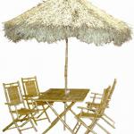 BFS-13013 - Outdoor living furniture - Bamboo Dining Set with Palapa Umbrella and Four Chairs BFS-13013