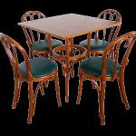 Bistro bar set, round table 4 bentwood upholstered chairs ref 6018