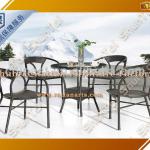 Black colour 4 chairs and 1 table Pe Rattan cube set ST-616