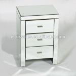 Black glass antique three drawers mirrored bedside table furniture MF05