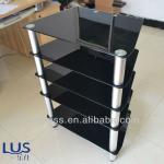 black glass tv stand 4 layer glass shelf in china LUSFR-002A