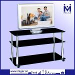 Black glass with Chormed Steel tube TV stand MGR-9714 MGR-9714