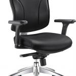 Black leather office chair with adjustable armrest 1155E