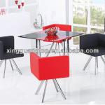 black paiting tempered glass table set with powder coating legs TB003(table) F240-3(chair)