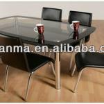 Black Rectangle Glass Cover Dining Table DT-06