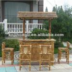 Carbonized Bamboo Tiki Bar With Bar Stool HLBWT103,HL-MSBR14