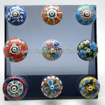 Ceramic Drawer Pull Knobs with Metal Fittings -Handpainted 30004