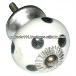 Ceramic Knobs white+ black polka dots KPS-8067