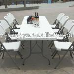 cheap white 6ft plastic folding table and folding chair set(blow mould, HDPE, outdoor furniture) HY-Z183A&amp;HY-Y60