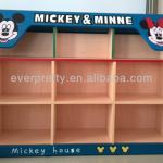 children&#39;s bookshelves,kids toy storage furniture,kindergarten furniture painting with mickey mouse SF-01K2