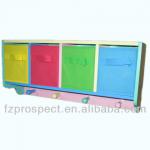 children wooden storage cabinet with 3 non-woven drawers QX12051