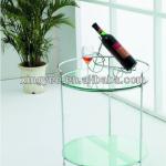 chrome steel frame frosted/clear tempered glass round trolley CT303