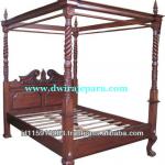 Classic Furniture Mahogany Four Poster Canopy Bed - Antique Reproduction Mahogany Indonesia Mahogany Four Poster Canopy Bed  001