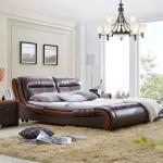 Classic style brown leather quality leisure bed on sale 8025