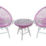 Colorful rattan bistro cheers furniture table and egg shaped chairs for sale WF-1041